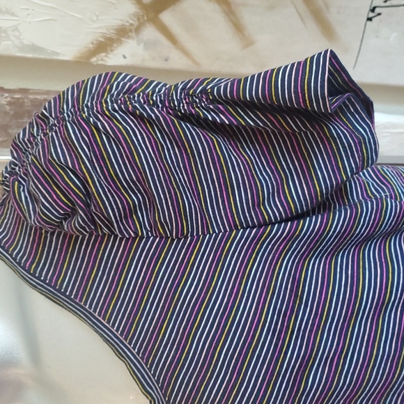 Loft Vintage Soft Rainbow Striped Puff Sleeve Top Woman M - Picture 3 of 8